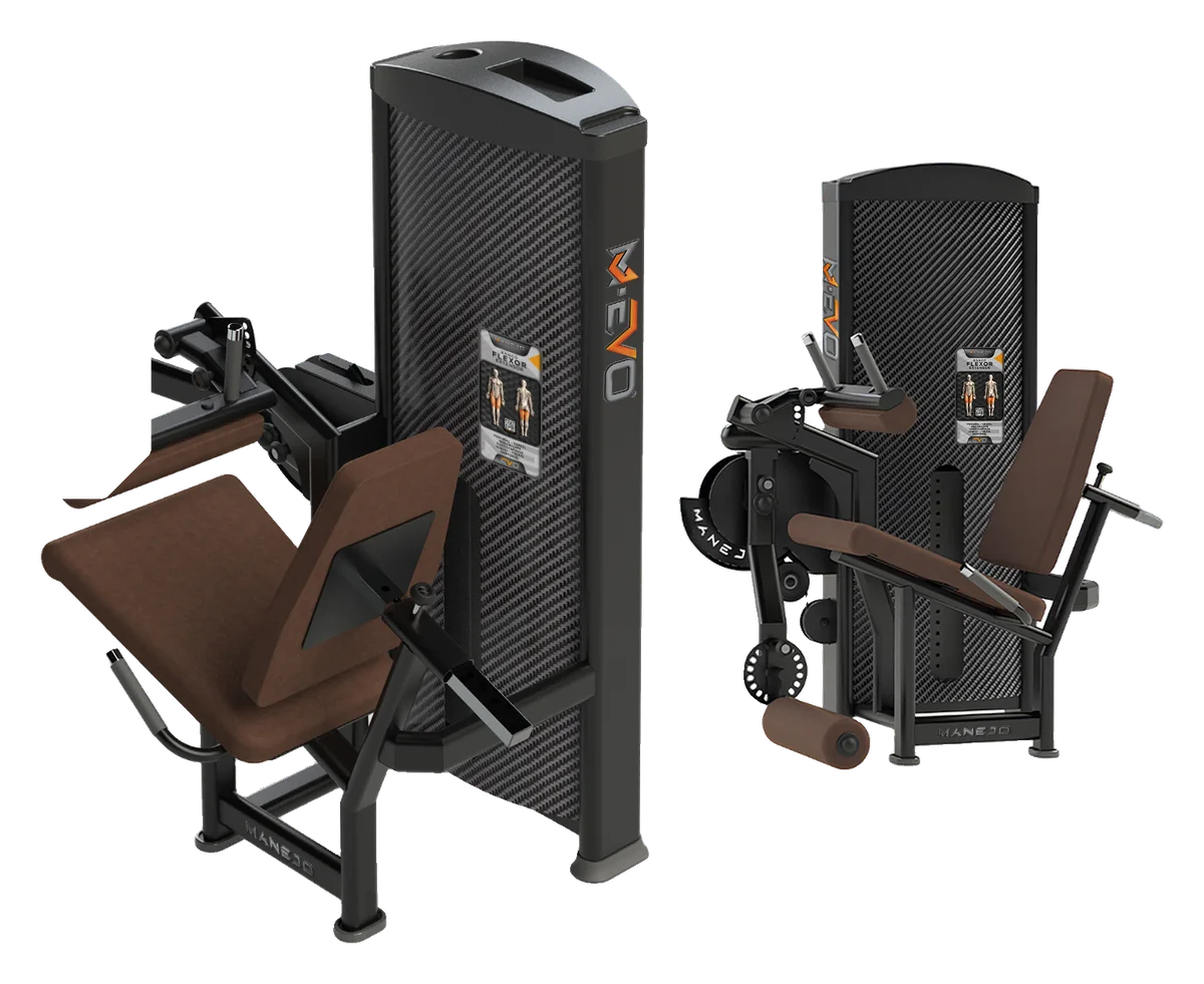Banco Flexor e Extensor da linha M-EVO, vista em perspectiva