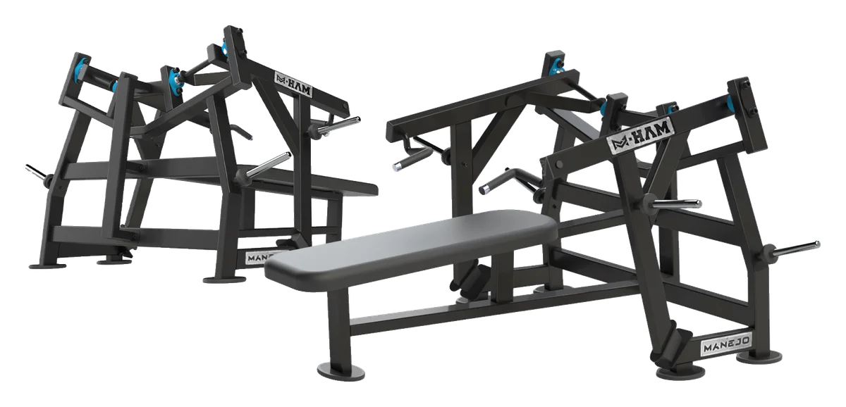 Iso Lateral Horizontal Bench da linha M-HAM, vista em perspectiva