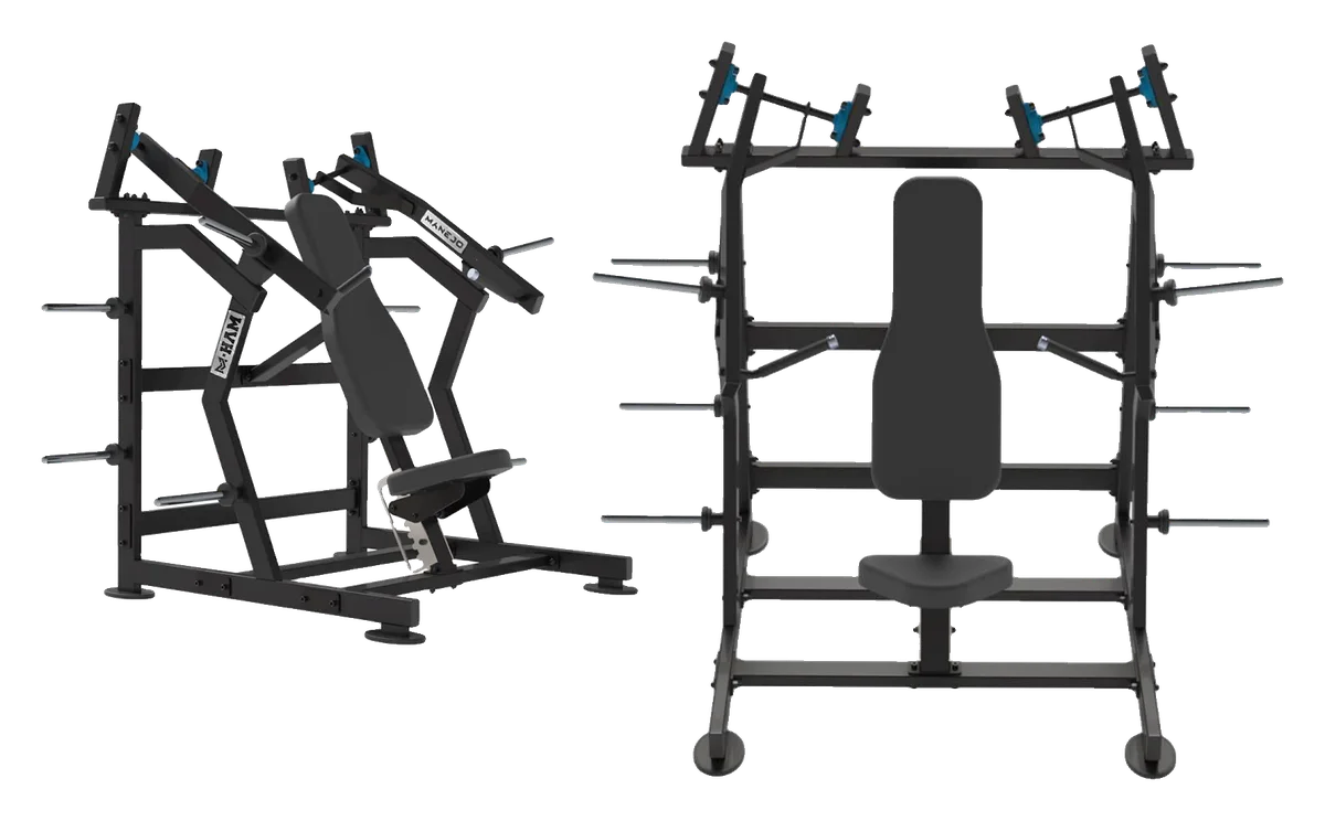 Iso Lateral Super Incline Chest Press da linha M-HAM, vista em perspectiva