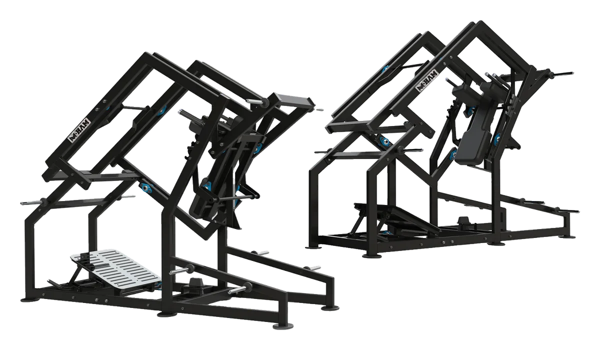 Pendulum X-Squat da linha M-HAM, vista em perspectiva