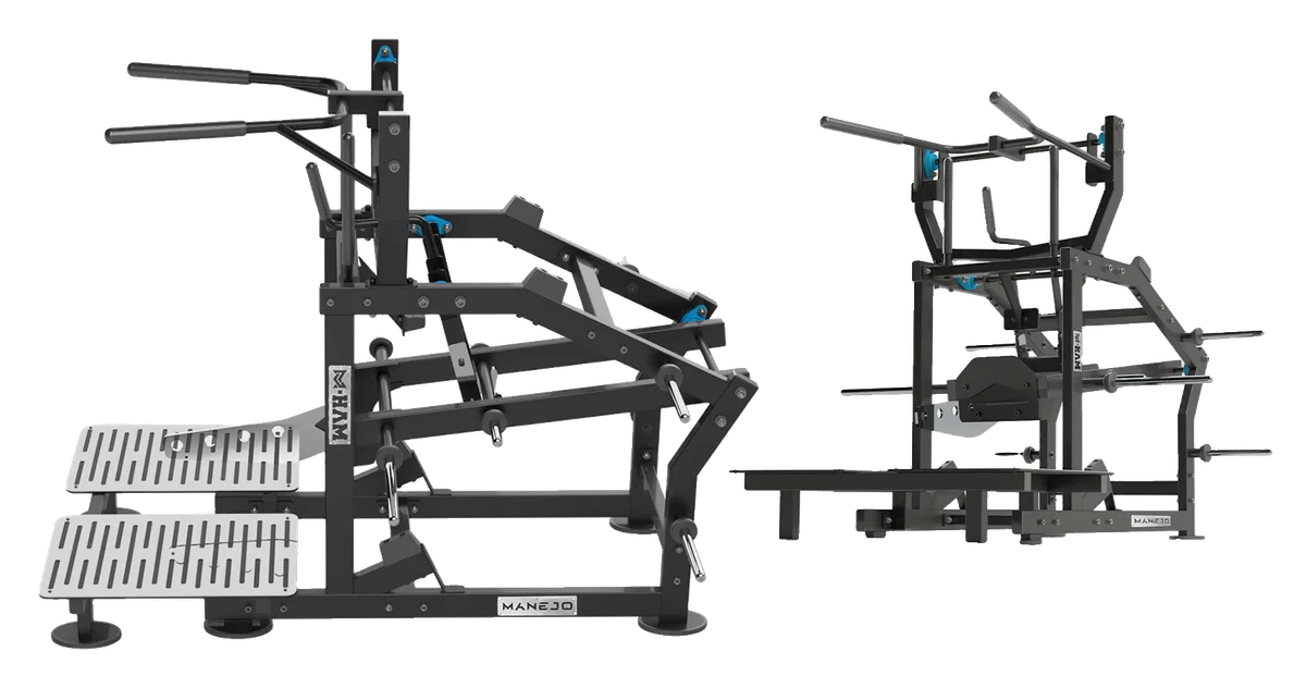 Plate Loaded Belt Squat da linha M-HAM, vista em perspectiva