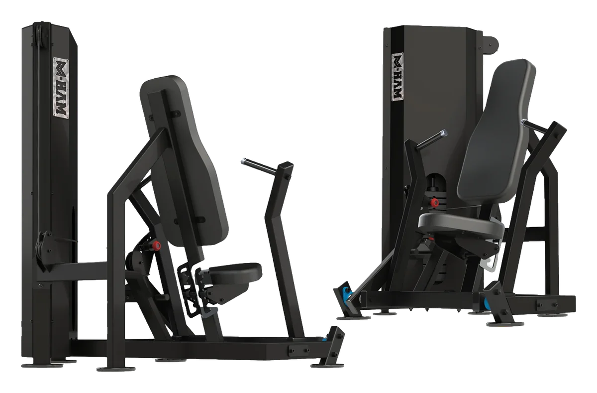 Vertical Chest Press da linha M-HAM, vista em perspectiva